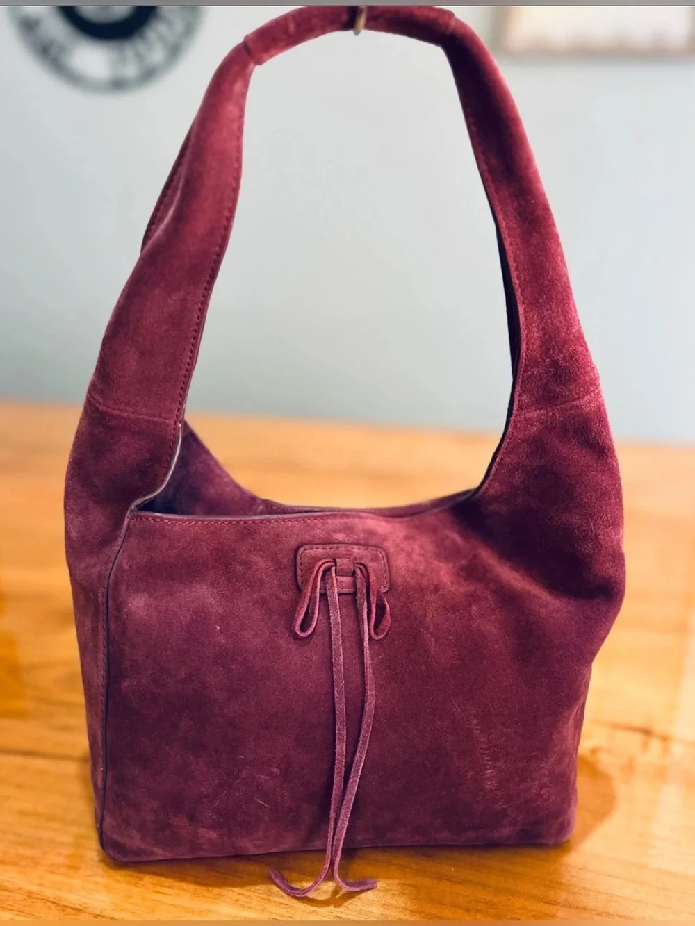 Lucky Brand Clem Suede Mini Hobo Bag Burgundy - Picture 1 of 11